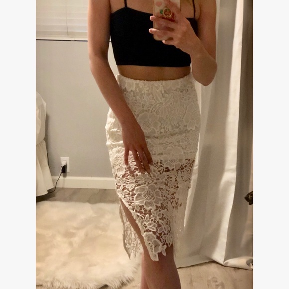 wyldr Dresses & Skirts - WYLDR deal breaker white lace midi skirt small wyldr Dresses & Skirts - WYLDR deal breaker white lace midi skirt small